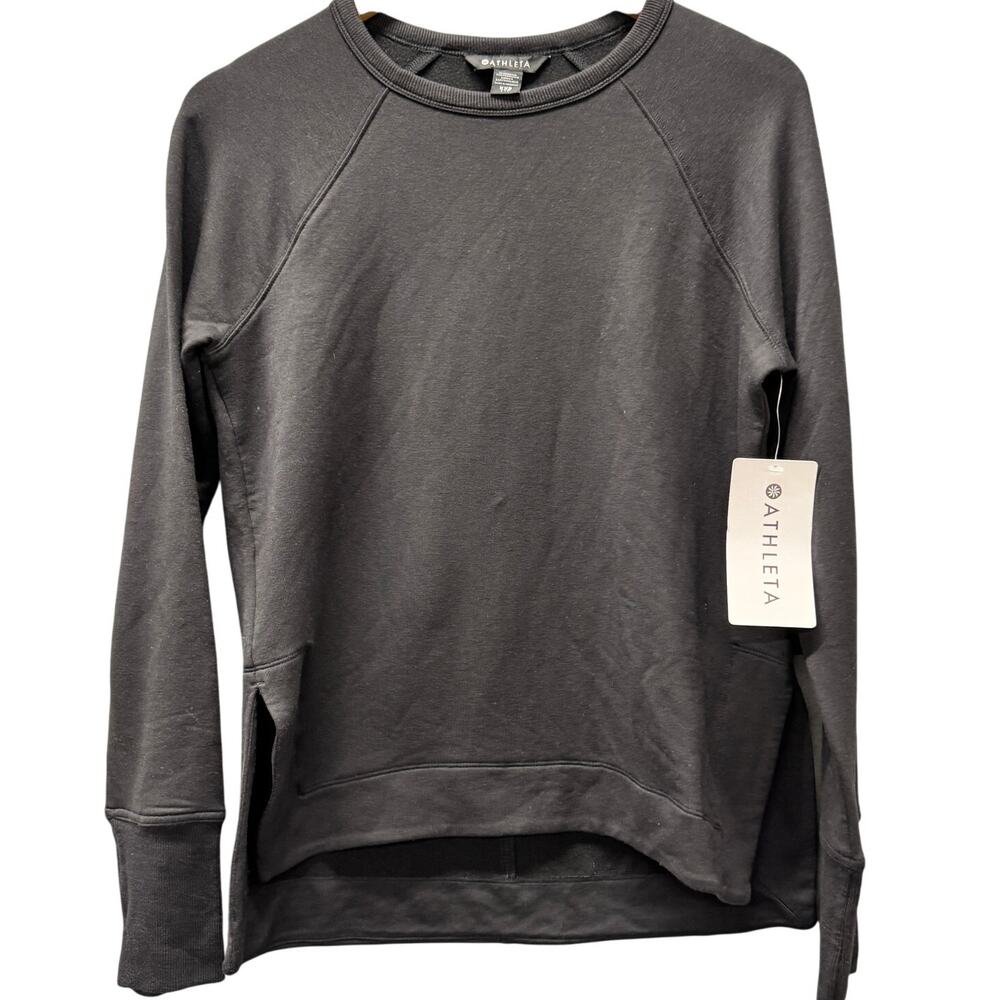 Athleta Sweatshirt Womens XXS Coaster Luxe Recover Black Pullover Comfy NEW